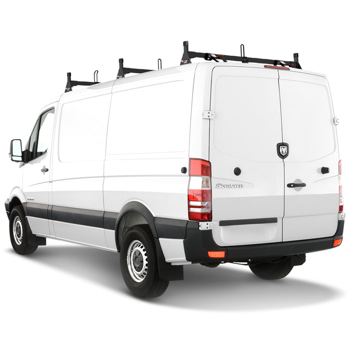 Sprinter Metal Racking Vantech 3-Bar Black Steel Ladder Rack System Mercedes Sprinter 2007-cu ...