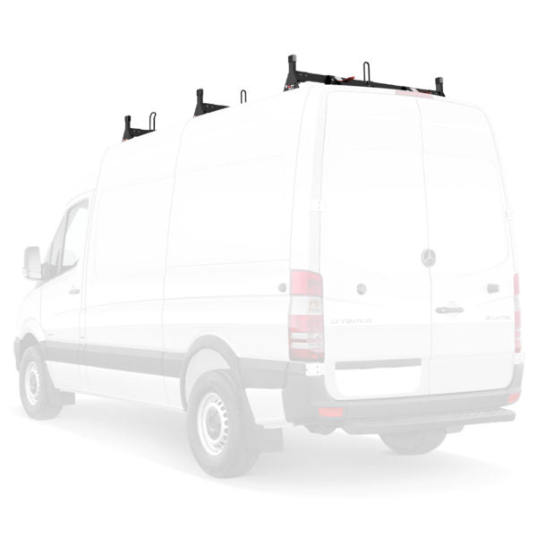 Vantech 3-Bar Black Steel Ladder Rack System Mercedes Sprinter 2007-current High Roof Model H2668B