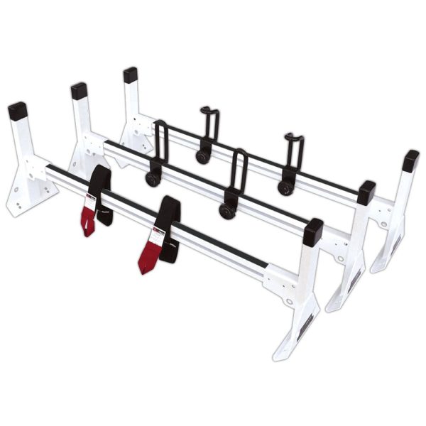 Vantech 3-Bar White Aluminum Clamp-On Ladder Rack System Chevrolet Express 1996-current Model H3023W