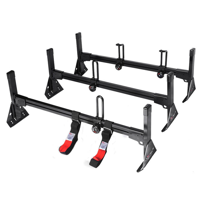 Vantech 3-Bar Black Aluminum Clamp-On Ladder Rack System Ford Econoline 1992-2014 Model H3083B