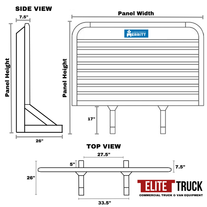 Merritt Dyna-Light Cab Rack Radius Corners Diamond Plate Panel Two Chain Racks Full Tray