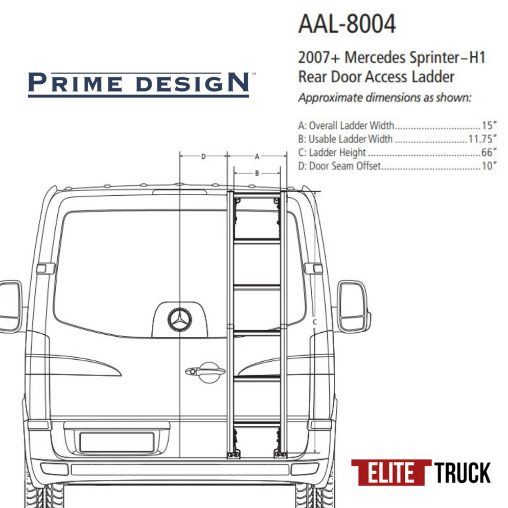 Prime Design Aluminum Rear Access Ladder for RAM ProMaster Low Roof AA ...