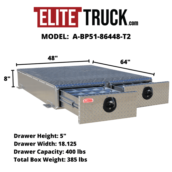 ATB Bed Pack Tool Box Double Drawer Heavy Duty Aluminum 64x48x8 Model —  Elite Truck