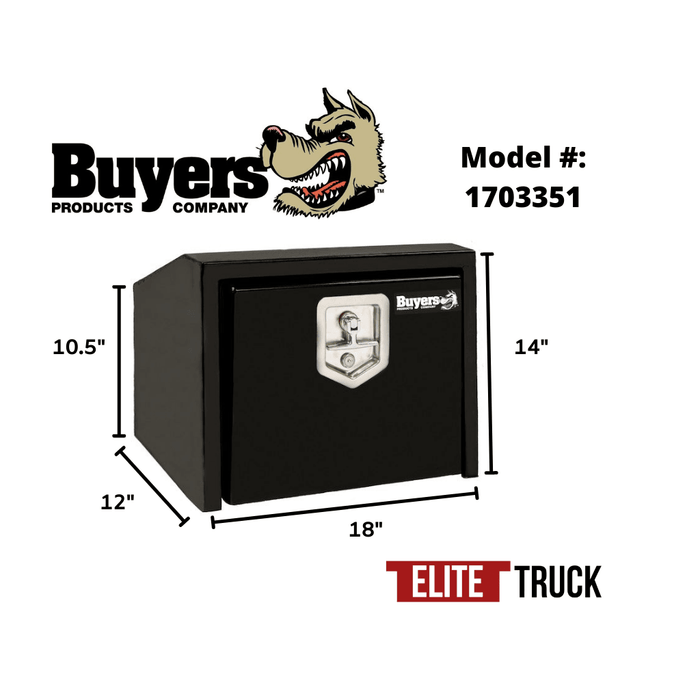 Products Buyers Products 14/10.5x12x18 Inch Black Steel Underbody Truck Tool Box With Slanted Back 1703351 Dimensions