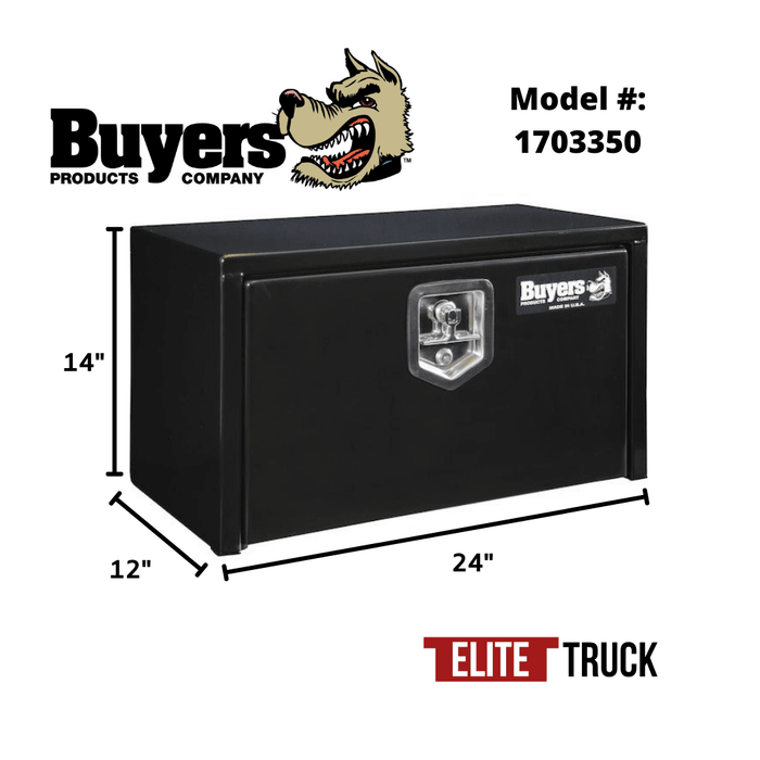 Buyers Products 14x12x24 Inch Black Steel Underbody Truck Box 1703350 Dimensions