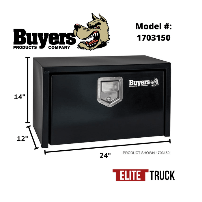 Products Buyers Products 14x12x24 Inch Black Steel Underbody Truck Box With Paddle Latch 1703150 Dimensions