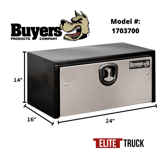 Products Buyers Products 14x16x24 Inch Black Steel Underbody Truck Box With Stainless Steel Door 1703700 Dimensions