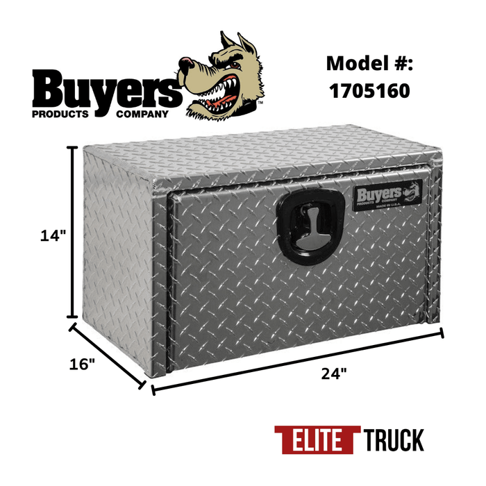 Buyers Products 14x16x24 Inch Diamond Tread Aluminum Underbody Truck Box 1705160 Dimensions