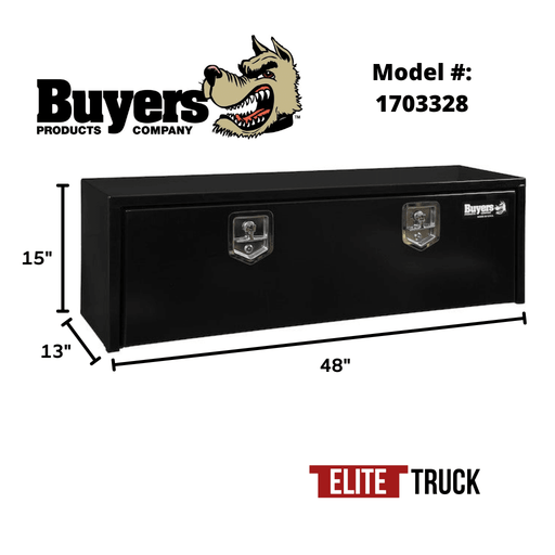 Products Buyers Products 15x13x48 Inch Black Steel Underbody Truck Box with T-Handle 1703328 Dimensions
