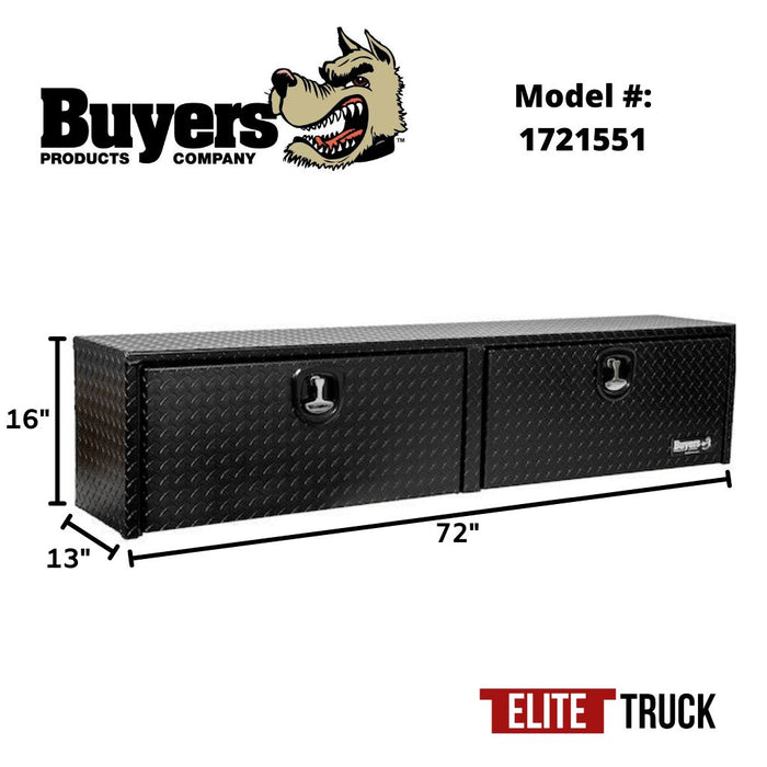 Buyers Products 16x13x72 Inch Black Diamond Tread Aluminum Top Mount Truck Box 1721551