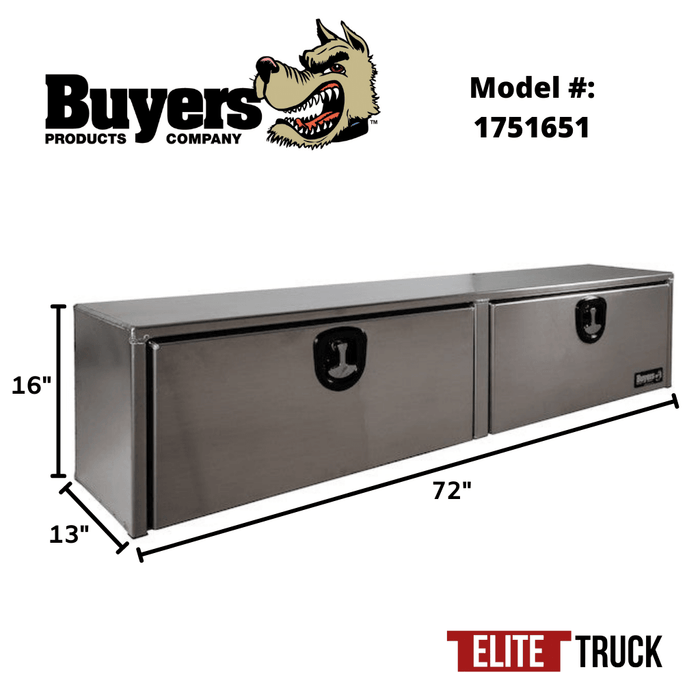 Buyers Products 16x13x72 Inch Smooth Aluminum Top Mount Truck Box 1751651 Dimensions