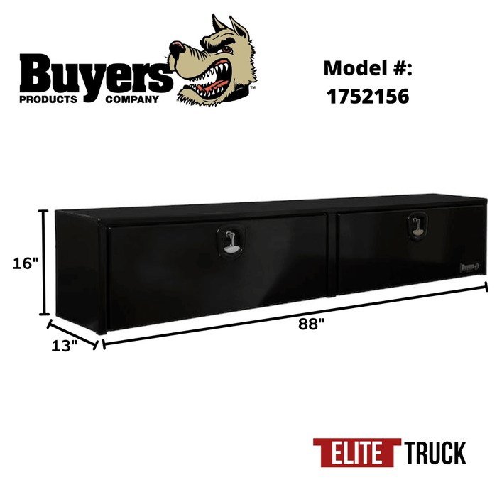 Buyers Products 16x13x88 Inch Black Smooth Aluminum Top Mount Truck Box 1752156 Dimensions