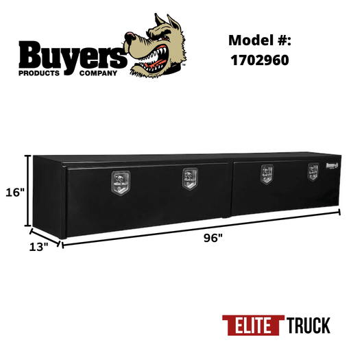 Buyers Products 16x13x96 Inch Black Steel Top Mount Truck Box 1702960 Dimensions