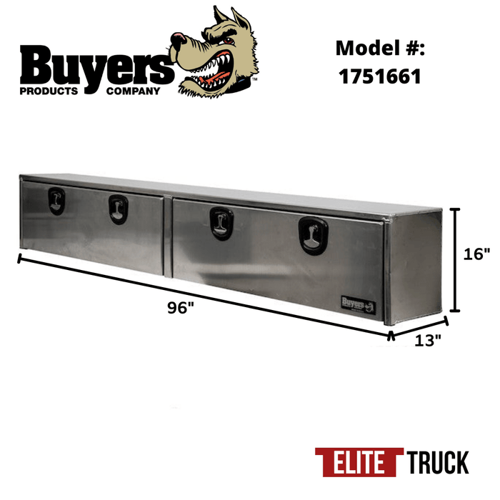 Buyers Products 16x13x96 Inch Smooth Aluminum Top Mount Truck Box 1751661 Dimensions