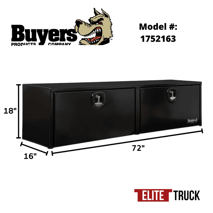 Buyers Products 18x16x72 Inch Black Smooth Aluminum Top Mount Truck Box 1752163 Dimensions