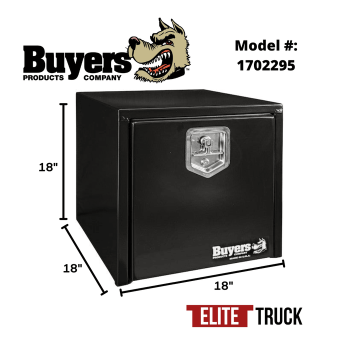 Buyers Products 18x18x18 Inch Black Steel Underbody Truck Box 1702295 Dimensions