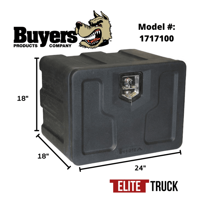 Buyers Products 18x18x24 Inch Black Poly Underbody Truck Box 1717100 Dimensions