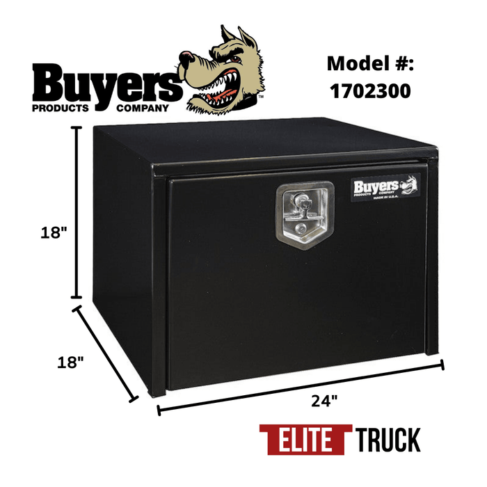Buyers Products 18x18x24 Inch Black Steel Underbody Truck Box 1702300 Dimensions