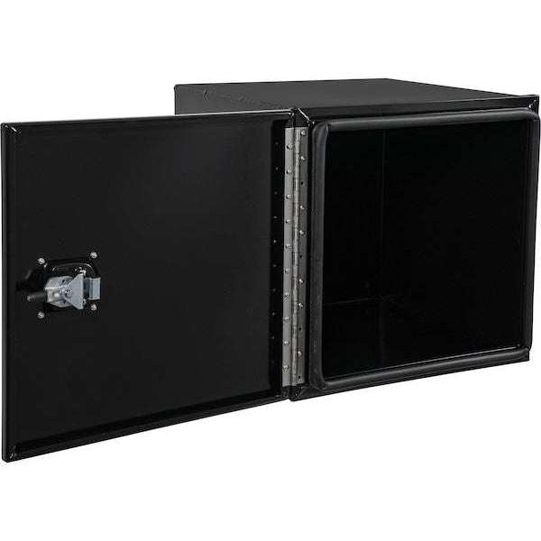 Buyers Products 18x18x24 Inch Pro Series Black Smooth Aluminum Underbody Truck Box with Barn Door - Single Barn Door, Compression Latch 1705900