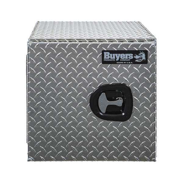 Buyers Products 18x18x30 Inch Diamond Tread Aluminum Underbody Truck Box - Single Barn Door, Compression Latch 1705203