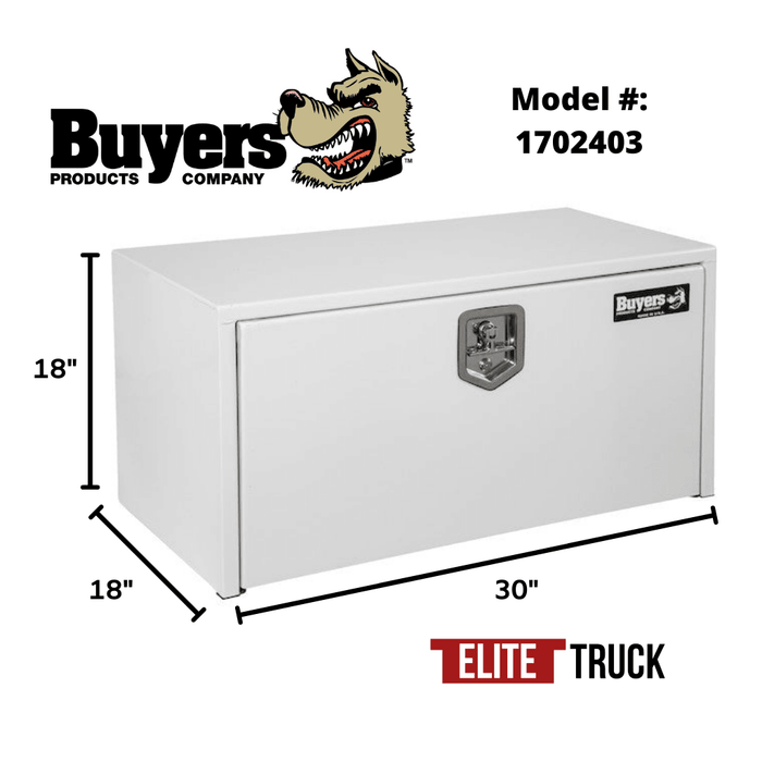 Buyers Products 18x18x30 Inch White Steel Underbody Truck Box 1702403 Dimensions