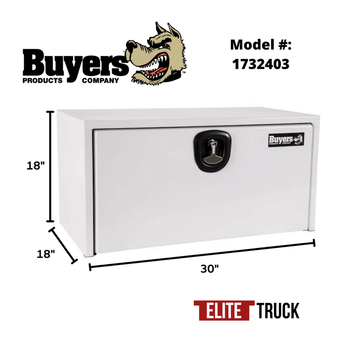 Products Buyers Products 18x18x30 Inch White Steel Underbody Truck Box With 3-Point Latch 1732403 Dimensions