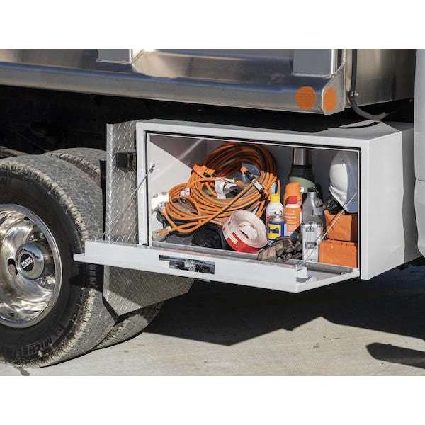 Buyers Products 18x18x30 Inch White Steel Underbody Truck Box With 3-Point Latch 1732403