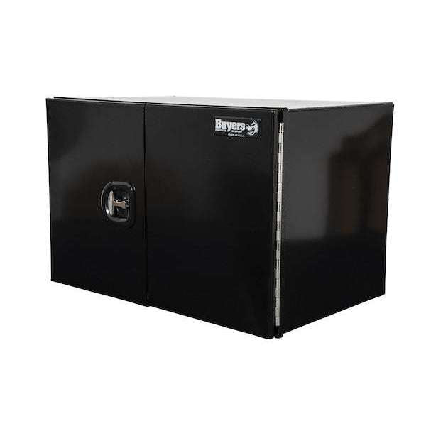 Buyers Products 18x18x30 Inch Pro Series Black Smooth Aluminum Underbody Truck Box with Barn Door - Double Barn Door, 3-point Compression Latch 1705903