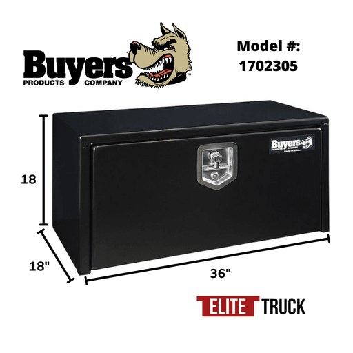 Buyers Products 18x18x36 Inch Black Steel Underbody Truck Box 1702305 Dimensions