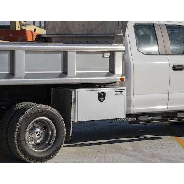 Buyers Products 18x18x48 Inch White Steel Underbody Truck Box with Built-in Shelf - 3-Point Latch 1732410