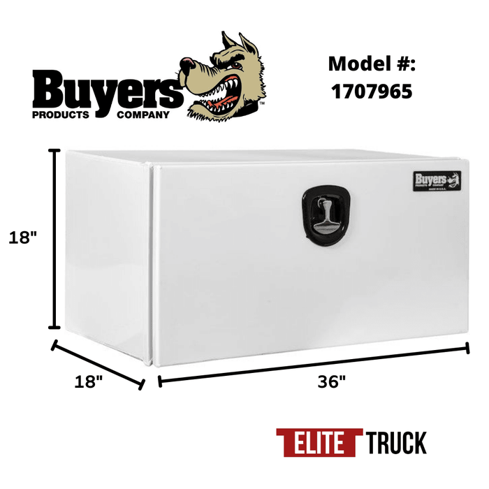 Buyers Products 18x18x36 Inch White XD Smooth Aluminum Underbody Truck Box 1707965 Dimensions