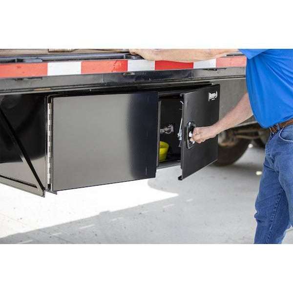 Buyers Products 18x18x48 Inch Black Smooth Aluminum Underbody Truck Tool Box - Double Barn Door, 3-Point Compression Latch 1705810