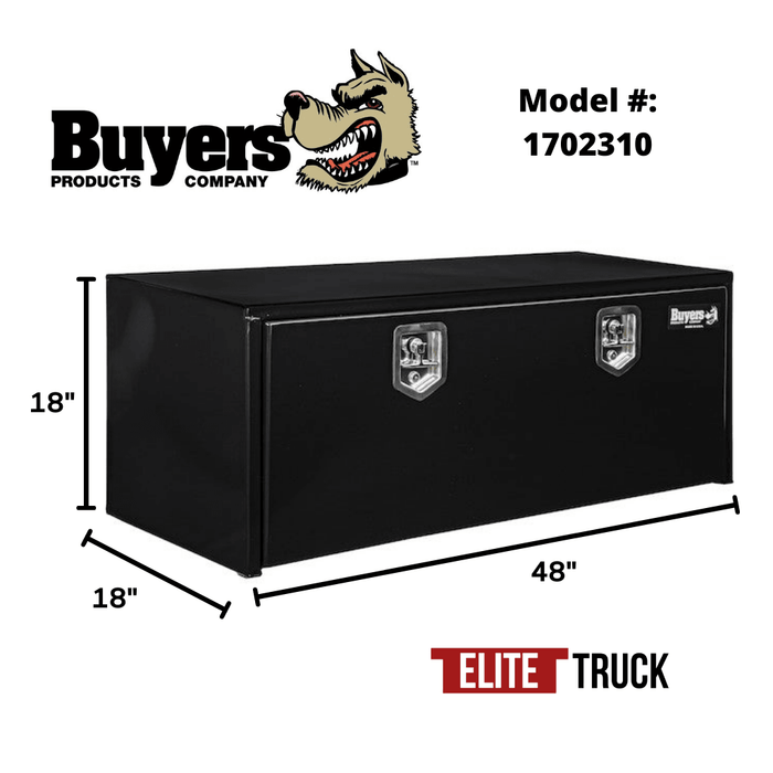 Buyers Products 18x18x48 Inch Black Steel Underbody Truck Box 1702310 Dimensions