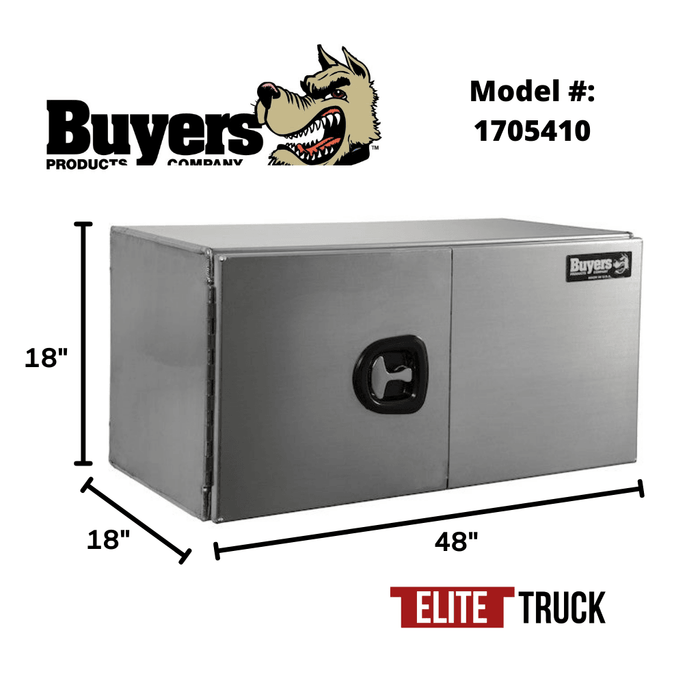 Products Buyers Products 18x18x48 Inch XD Smooth Aluminum Underbody Truck Box - Double Barn Door, 3-Point Compression Latch 1705410 Dimensions