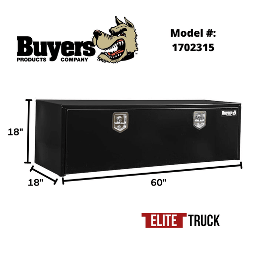 Buyers Products 18x18x60 Inch Black Steel Underbody Truck Box 1702315 Dimensions