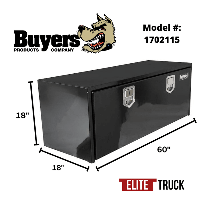 Products Buyers Products 18x18x60 Inch Black Steel Underbody Truck Box With Paddle Latch 1702115 Dimensions