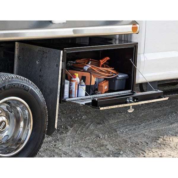 Buyers Products 18x18x60 Inch Black Steel Underbody Truck Box With Stainless Steel Door 1702715