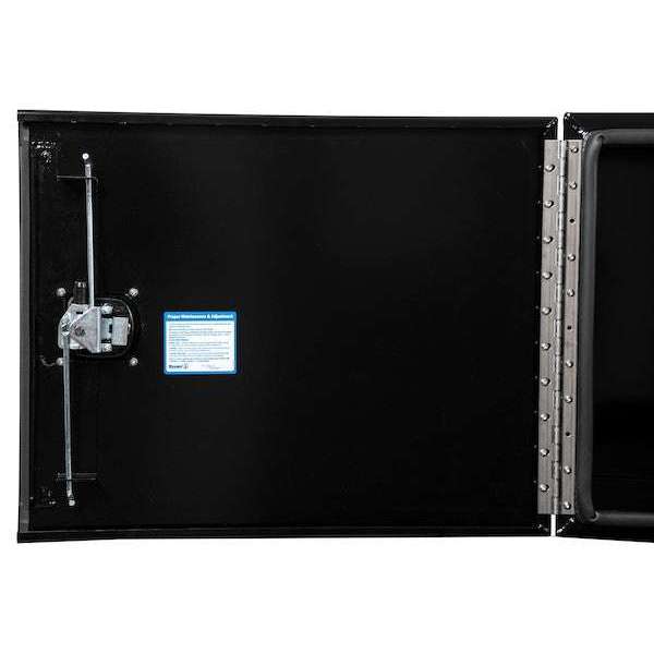 Buyers Products 18x18x60 Inch Pro Series Black Smooth Aluminum Underbody Truck Box with Barn Door - Double Barn Door, 3-point Compression Latch 1705915