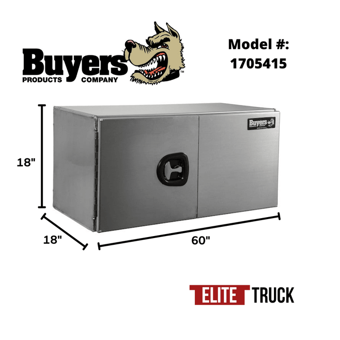 Products Buyers Products 18x18x60 Inch XD Smooth Aluminum Underbody Truck Box - Double Barn Door, 3-Point Compression Latch 1705415 Dimensions