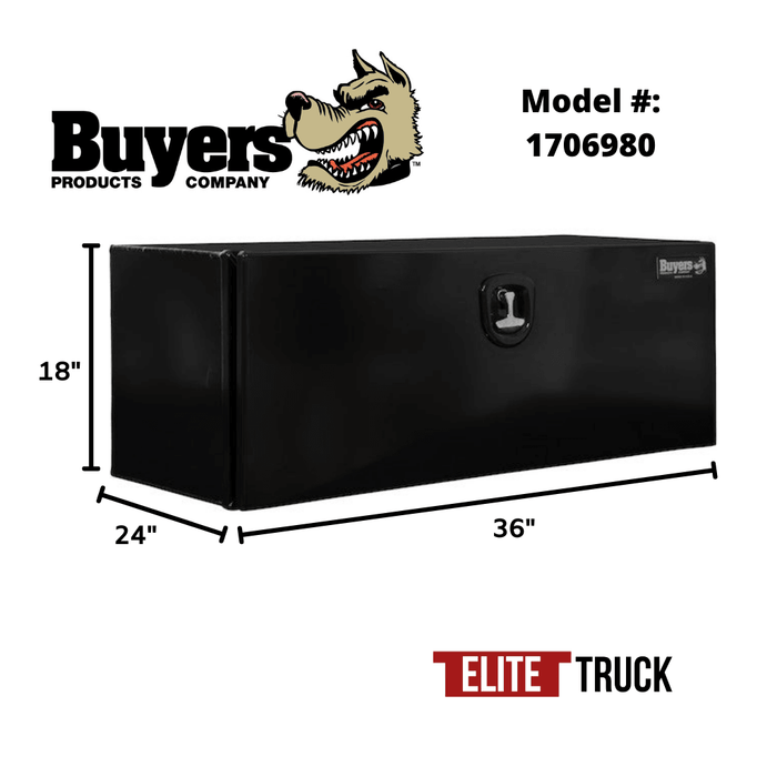 Buyers Products 18x24x36 Inch Black XD Smooth Aluminum Underbody Truck Box 1706980 Dimensions