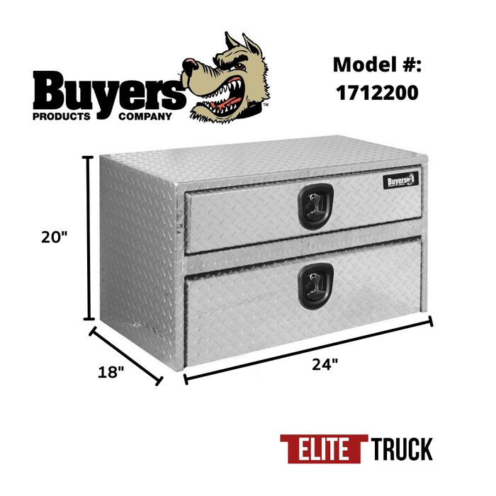 Buyers Products 20x18x24 Inch Diamond Tread Aluminum Underbody Truck Box With Drawer 1712200 Dimensions