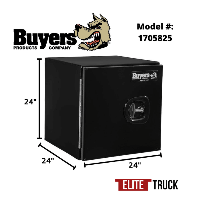 Products Buyers Products 24x24x24 Inch Black Smooth Aluminum Underbody Truck Tool Box - Single Barn Door, Compression Latch 1705825 Dimensions