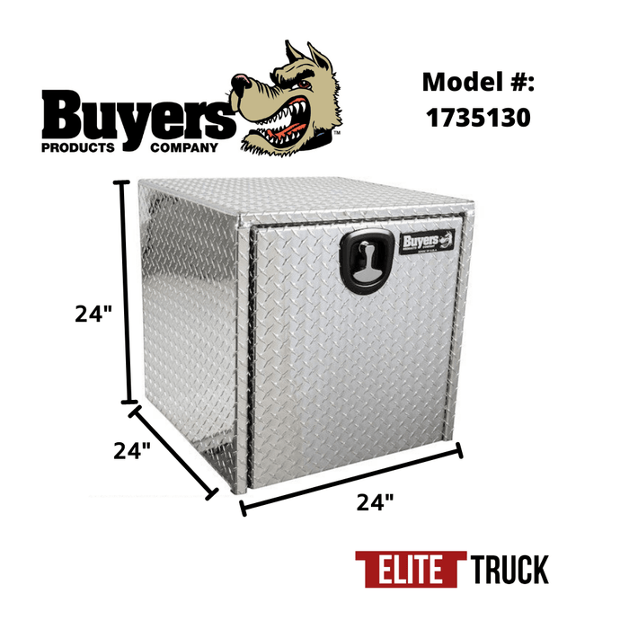 Products Buyers Products 24x24x24 Inch Diamond Tread Aluminum Underbody Truck Box with 3-Pt. Latch 1735130 Dimensions