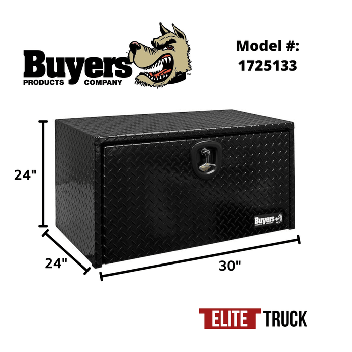 Buyers Products 24x24x30 Inch Black Diamond Tread Aluminum Underbody Truck Box 1725133 Dimensions