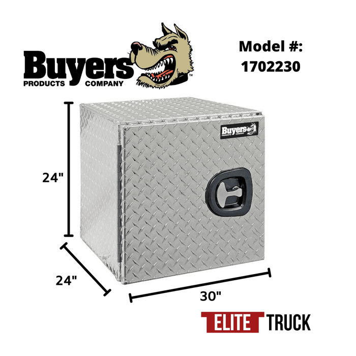 Products Buyers Products 24x24x30 Inch Diamond Tread Aluminum Underbody Truck Box - Single Barn Door, Compression Latch 1702230 Dimensions