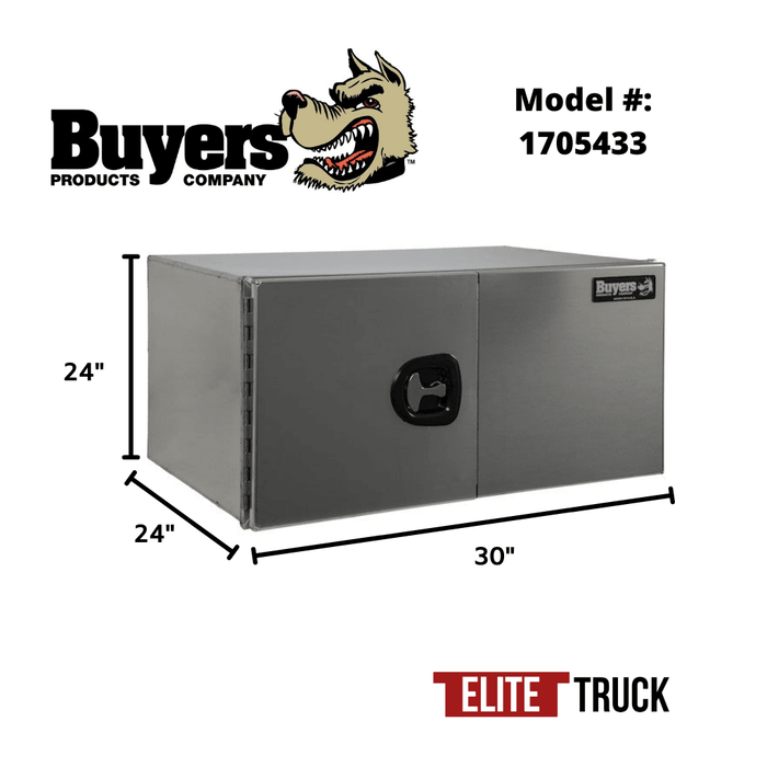 Products Buyers Products 24x24x30 Inch XD Smooth Aluminum Underbody Truck Box - Double Barn Door, 3-Point Compression Latch 1705433 Dimensions
