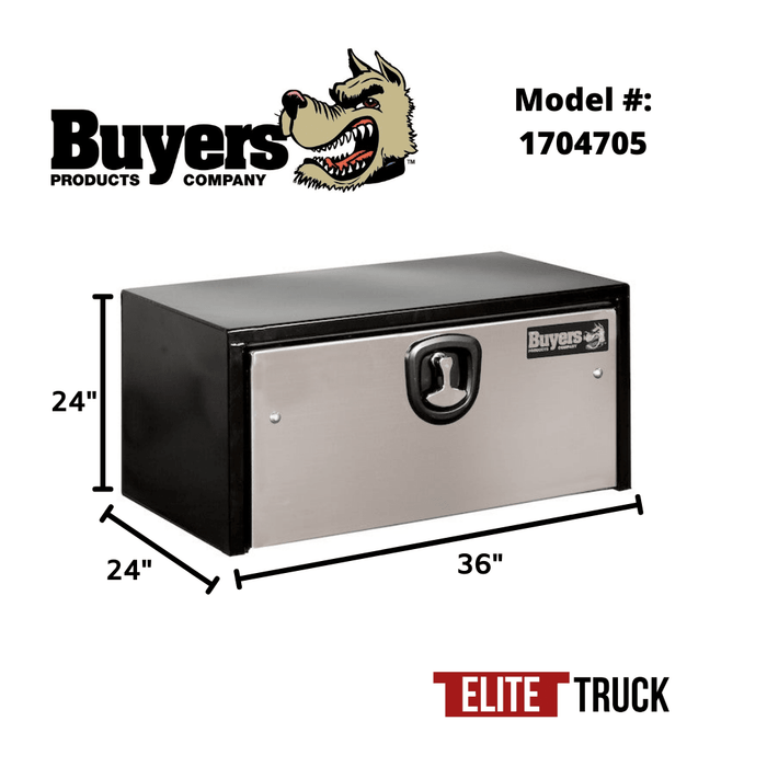 Buyers Products 24x24x36 Inch Black Steel Underbody Truck Box With Stainless Steel Door 1704705 Dimensions