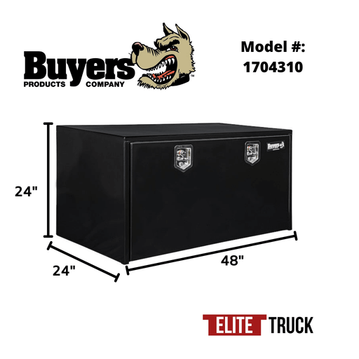 Buyers Products 24x24x48 Inch Black Steel Underbody Truck Box 1704310 Dimensions