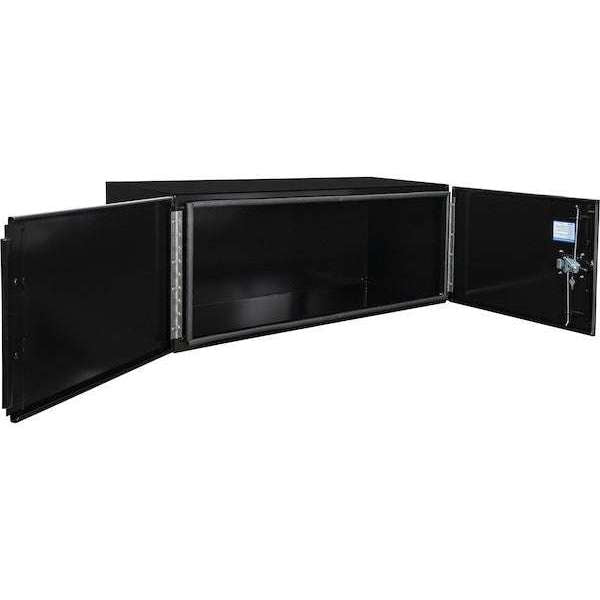 Buyers Products 24x24x60 Inch Black Smooth Aluminum Underbody Truck Tool Box - Double Barn Door, 3-Point Compression Latch 1705845