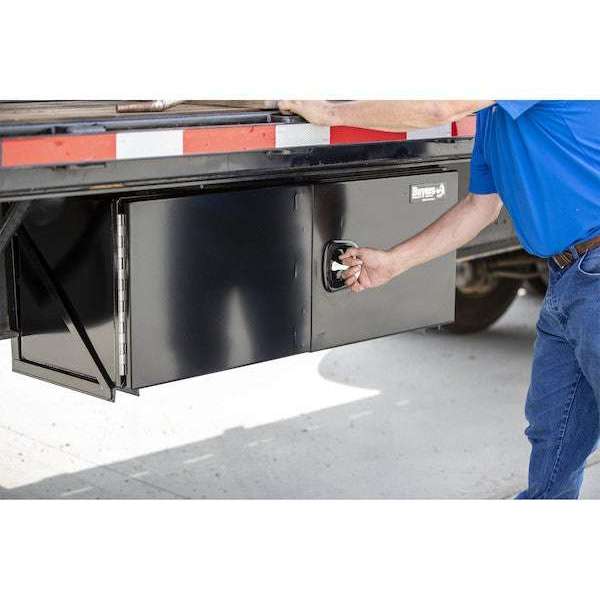 Buyers Products 24x24x72 Inch Pro Series Black Smooth Aluminum Underbody Truck Box with Barn Door - Double Barn Door, 3-point Compression Latch 1705950